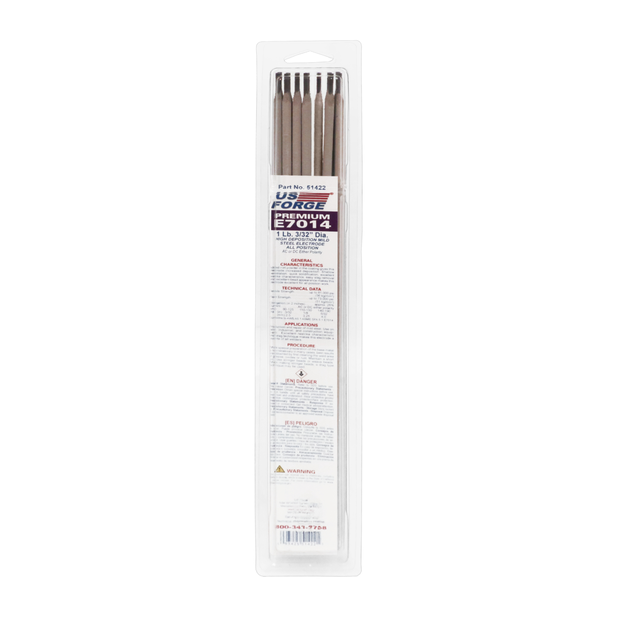 US Forge® 3/32" E7014 Welding Electrode - 1 lbs, Model# 51422